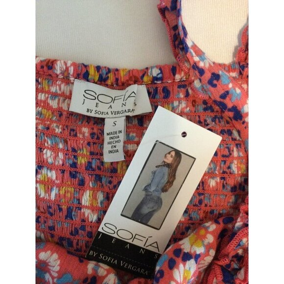 Sofía Vergara Pink Floral Dress Ruffle Hem Midi Size Small Summer Sleeveless NEW - Picture 7 of 10